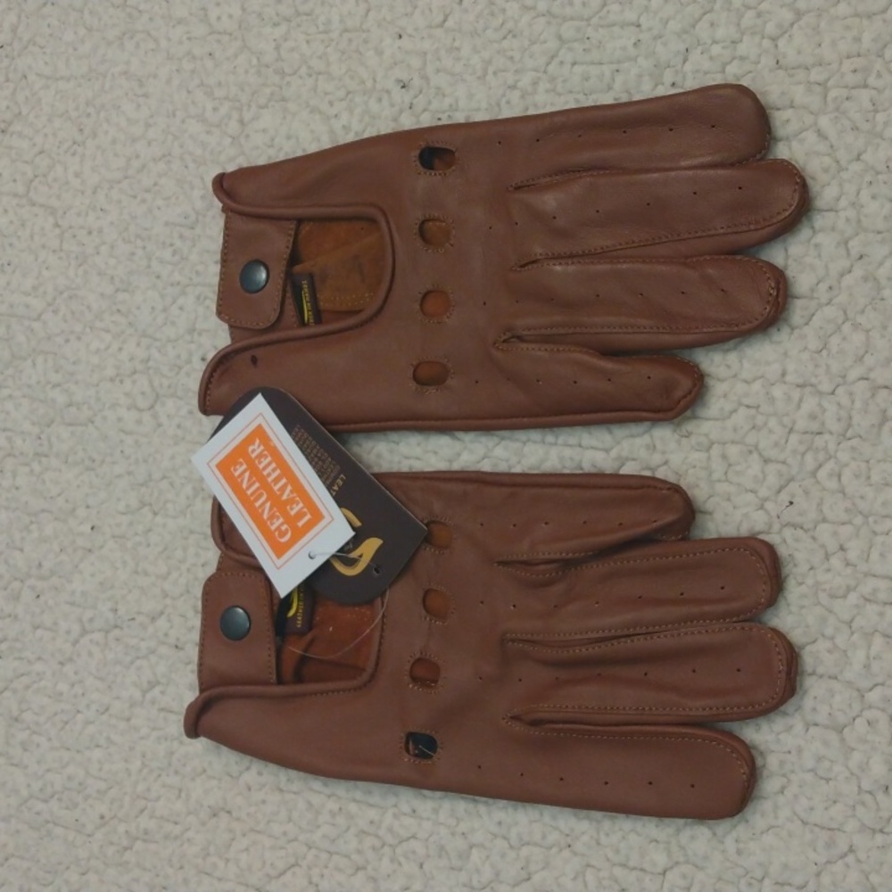 NWT Leather in Handz Brown Premium Leather Driving Gloves (Large)
